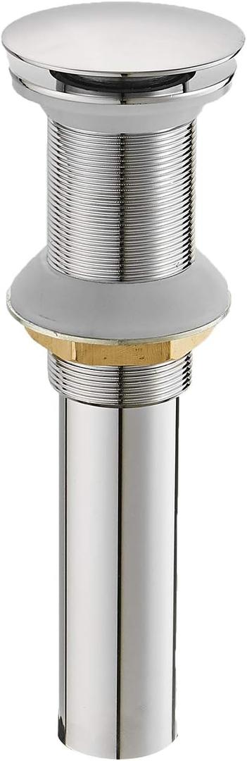 BWE Chrome Pop Up Sink Drain Fits Bathroom Standard Sink Hole 1-1/2" to 1-3/4"Bathroom Faucet Vessel Vanity Sink Drain Stopper Without Overflow