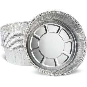 PLASTICPRO 8'' Inch Round Tin Foil Pans Disposable Aluminum, Deep Freezer & Oven Safe - For Baking, Cooking, Storage, Roasting, & Reheating, Pack of 20