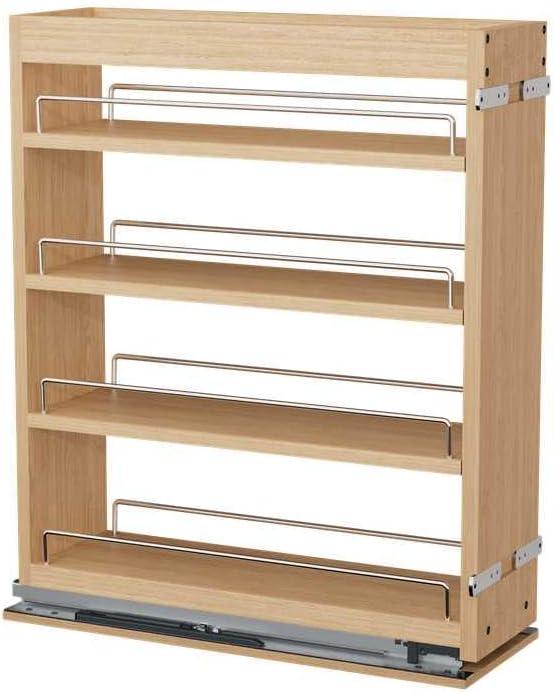 DINDON Pull Out Spice Rack Organizer for Cabinet, (6.5" W x 21.9" D x 25.2" H) Multi-Use Wood Pull Out Cabinet Organizer Slide Out Shelf Cabinet Storage for Kitchen, Pantry Organization