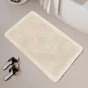 Non Slip Bath Mats for Bathroom Soft Absorbent Boho Bathroom Rugs with Tassels Waffle Bath Mat Machine Washable Ivory White, 1'6" x 3'