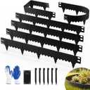 6-Pack Heavy Duty Metal Garden Border(20FT), 6 in *37 in Hammer-in Landscape Edgings with 6 Pcs Plastic Stakes, Bendable Lawn Edgings for Yard, Tree Rings, Lawn,Pathway-Black