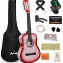 ADM Beginner Acoustic Classical Guitar 34 Inch Nylon Strings Wooden Guitar Bundle Kit for Kid Boy Girl Student Youth Guitarra Online Lessons with Gig Bag, Strap, Tuner, Strings, Picks, Pink