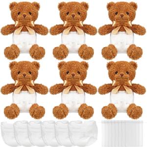 Seenelling 6 Sets Bear Blindfolded Diaper Changing Coed Baby Shower Games Kit Baby Dolls Bears Diapers for Bridal Shower Gender Reveal Games Prizes Gifts for Adults Boys Girls (Tan)