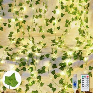 KASZOO Vines with Fairy Lights for Bedroom - 200 LED Ivy Curtain Wall Vines for Wedding, Party, Dorm, Indoor & Outdoor Use, 6.5ft x 6.5ft