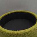 Wimarsbon Storage Ottoman, Modern Round Footrest with Soft Padded Seat, Teddy Velvet Footstool with Wood Legs, Accent Small Table or Plant Stand for Hallway, Living Room (Brilliant Green)