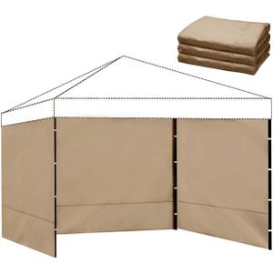 Instant Canopy Sidewalls for 10x10 Pop Up Canopy Tent, 300D Waterproof Material for Outdoor Events, Vendor Booths, and Privacy (Sidewalls Only) (Khaki, 10x10ft-3pcs)