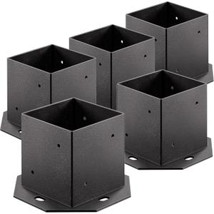 5PCS 4x4Inch Post Base,Inner Size 3.6 X 3.6 Inch Heavy Duty Post Bracket with Expansion Bolts and Screw, Coated Metal Fence Post Anchor for Wood Deck Support Post (5PCS)