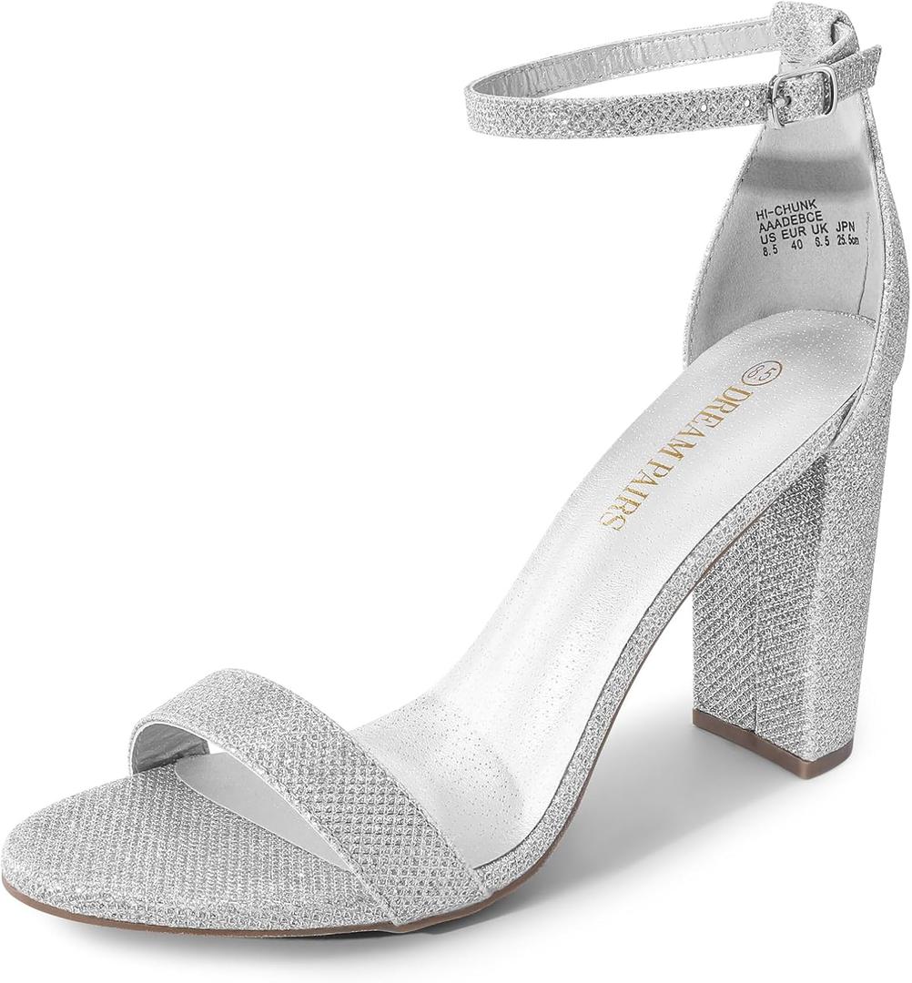 DREAM PAIRS Women's Hi-Chunk High Heel Pump Sandals (5.5)