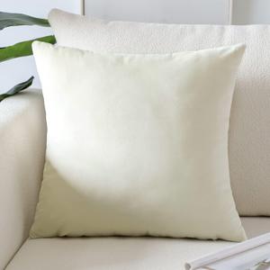 Artscope Luxury Velvet Pillow Covers Super Soft Decorative Square Throw Pillow Covers Case Cushion Covers for Sofa Couch Bedroom Car Decor 18x18 Inch Cream White
