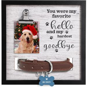 Dog Memorial Gifts for Loss of Dog, Pet Loss of Dog Sympathy Gift, Pet Memorial Frame with Collar Holder, Pet Cat Passed Away Photo Display Dog Remembrance Frame