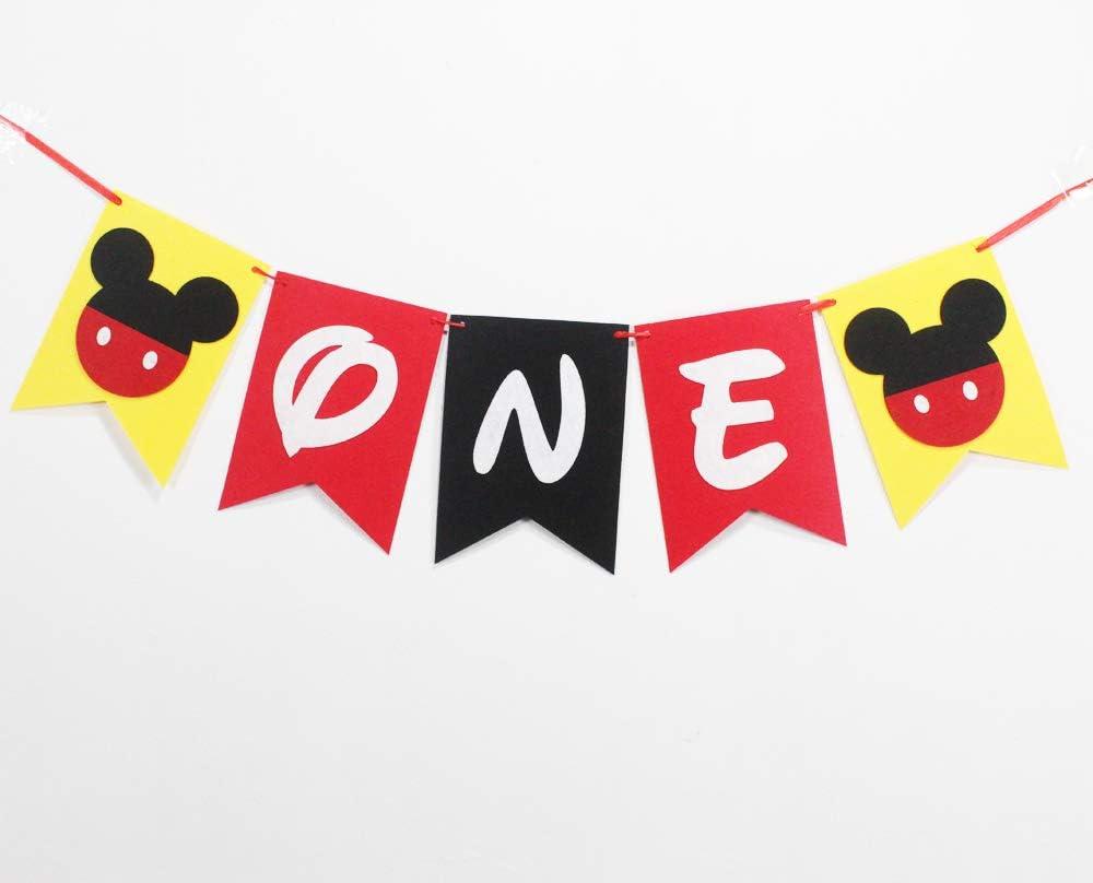 Hongkai Inspired 1st Birthday Banner Decorations, Handmade ONE Banner, Highchair Banner Red Black Yellow Party Decoration baby First Birthday Decorations Supplies