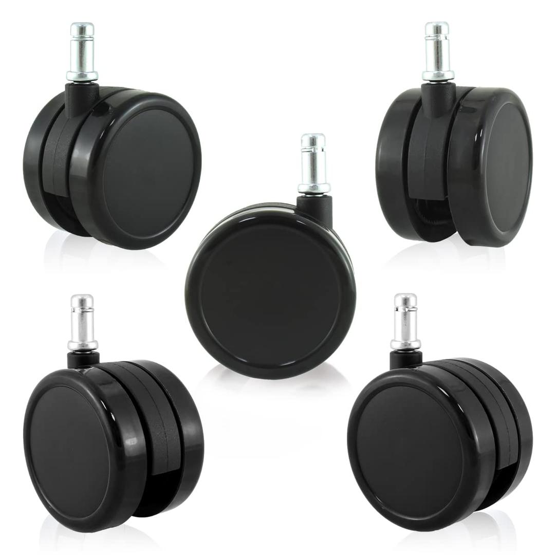 Enjoy Caster | 3 Inch Office Chair Casters for Herman Miller Aeron Steelcase Leap Chair | Dual Injection Polyurethane Wheels for Hardwood Floors | Universal Stem Size 7/16" Office Chairs (7506BUB-16)