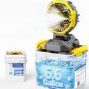 Portable Misting Fan with 6.6 Gallon Bucket, 30000mAh Rechargeable Battery Powered Floor Cooling Fan with 4 Strong Winds & 4 Spray Mister, Outdoor Oscillation Fans for Camping/Patios/Beach/Worksite