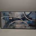 XLSJERST Abstract Canvas Wall Decor - Modern Living Room Wall Art Elegant Combination of Tones Black and White Gray Background Blue Gradient Picture Size 20x40