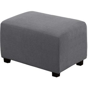 H.VERSAILTEX Ottoman Cover Slipcover Rectangle Fit Length 29"-34" Footrest Sofa Slipcovers Stool Cover Footstool Protector Covers Feature Stretch Thick Soft Jacquard Fabric Removable Washable - Grey