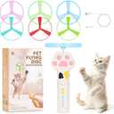 Cat Fetch Toy, Rechargeable Flying Disc Launcher with 6 Flying Discs, Cat Interactive Hunting Toys for Outdoor & Indoor (White)