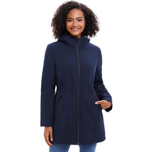 ROYAL MATRIX Women's Waterproof Rain Jacket Lightweight Hooded Breathable Windbreaker Softshell Jacket (Blue, L)