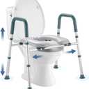Raised Toilet Seat with Handles, Toilet Seat Riser for Seniors with Adjustable Height & Width, 400lb Cozy Padded Elevated Toilet Seat for Elderly, Handicap and Disabled, Fit Any Toilet