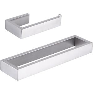 GERZWY Contemporary Stainless Steel Wall Mounted 2-Piece Bathroom Hardware Set - Towel Rings Toilet Paper Holder, Brushed Finish HG1708-2LS