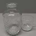 17 OZ Glasses Pitcher & 5 OZ Cup, Bedside Night Carafe Pitchers and Water Glass Tumbler Set, Vintage Glass Water Pitcher with Cup Set for Bedroom