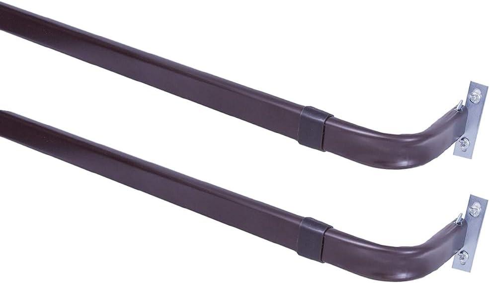 Blu-Pier Tech Heavy Duty Single Rod,Lock Seam Curtain Rod 18 to 28-Inch Adjustable Width, 2 1/2-Inch ProjectionHardware Included,Black(Pack of 2)