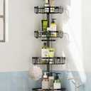 Coonoor Corner Shower Caddy Tension Pole - 62-115 INCH - 4-Tier Rustproof Bathroom Organizer Shelves, Adjustable Bathtub Tub Shampoo Storage (Black)