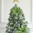 Christmas Ball Ornament Set, 48Pcs Green Plastic Christmas Tree Hanging Decorations with Gift Package for Xmas Winter Holiday Wedding Party Decor
