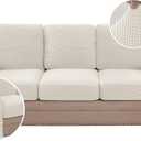 H.VERSAILTEX Multi-Pieces Sofa Covers Stretch Couch Covers Form Fitted Seats and Back Cushions Covers (3 Seat Covers Plus 3 Back Cusion Covers, Bonus 2 Armrest Covers), Ivory