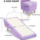 Dog Ramp for Small Dogs and Cats – 2-in-1 Dog Ramp for Couch and Low Bed, 16.5'' Foldable Wooden Pet Ramp, Sturdy Multi-Use Split Ottoman Design, Light Purple