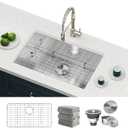 Kitchen Sink 27x18 Inch Undermount Kitchen Sinks Stainless Steel Sink 16 Gauge Single Bowl Sinks with Accessories