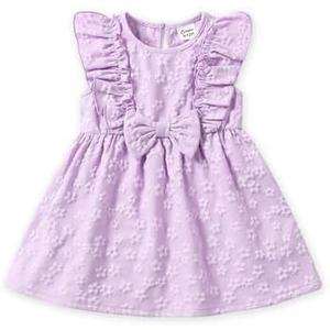 PATPAT Toddler Baby Girls Summer Dresses Spring Clothes Flower Sundress Ruffle Sleeve Bowknot 12-18 Months