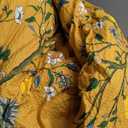 MUSSEL Yellow Bedding Queen Comforter Set 3 Pieces,Vintage Botanical Floral Pattern Bed Comforter Sets,Boho Whimsical Modern Printed Design Cute Seersucker Bedroom Comforter and Shams