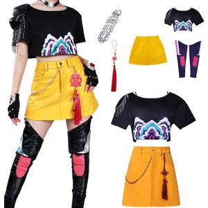 Costume Uniform Dress Full Set For Women Party Outfit (Small, Yellow)