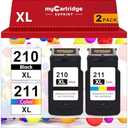 210XL 211XL Combo Pack Remanufactured Ink Cartridge Replacement for Canon 210 XL 211 XL Black Color for PIXMA MX410 IP2700 IP2702 MP240 MP250 MP495 MX340 Printer