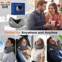 Travel Neck Pillow 3 in 1 with Heating and Massage, Memory Foam Cervical Pillow, 360º Ergonomic Design, Asymmetrical Sides Wireless Portable for Airplane Car Office, Skin-Friendly Cover