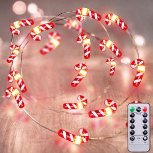 AMENON 26.2 Ft 80 Led Candy Cane String Lights Christmas Decor Battery Operated Fairy Lights Remote Control with Timer 8 Modes Holiday Xmas Decorations Indoor Outdoor Home Party Bedroom (Warm White)