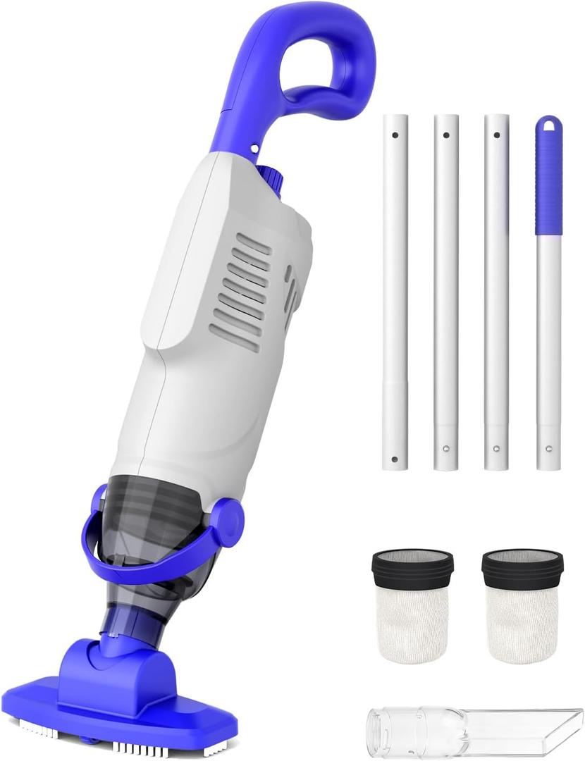 (2026 Upgrade) Little Shark Cordless Pool Vacuum, 60W Motor, 18 GPM Strong Suction, 5000mAh Battery, 60-Min Runtime, Compact Lightweight Handheld Pool Cleaner for Above Ground Pools & Hot Tubs
