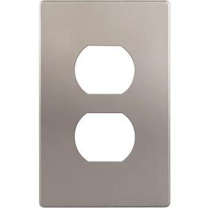 ENERLITES, Nickel Elite Series Duplex Outlet Receptacle Cover, Screwless Wall Plate, Standard Size, 1-Gang 4.68" x 2.93", Unbreakable Polycarbonate Thermoplastic, UL Listed, SI8821-NK