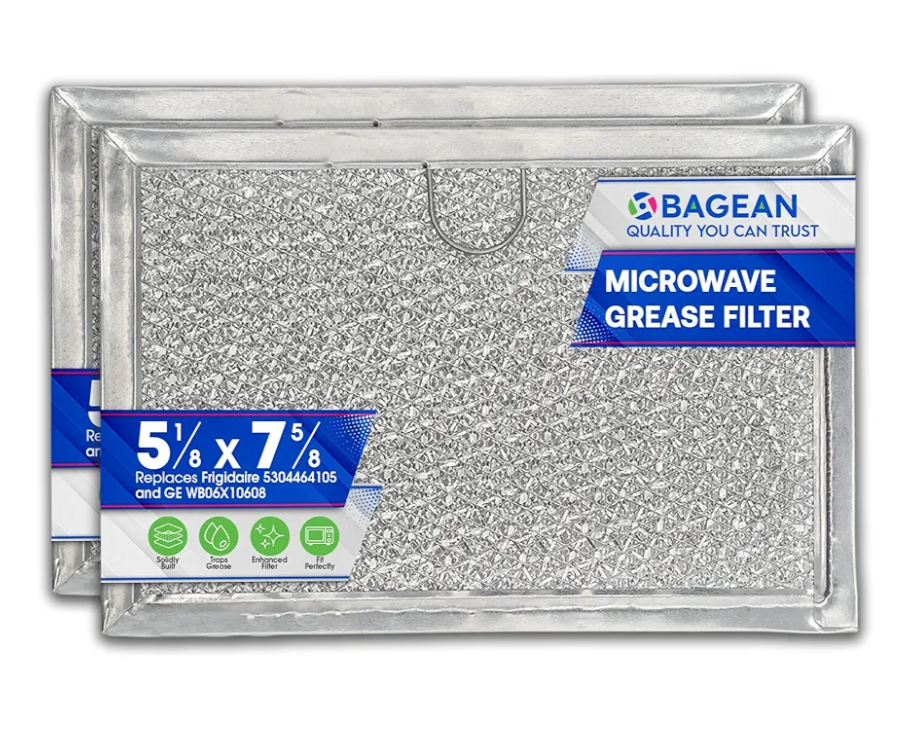 Microwave Filter Replacement 5.12” x 7.64” Fits Frigidaire 5304464105 WB06X10608 GE Microwave Filter - Aluminum Mesh Screen Grease Filter - Filters Air Entering Over the Range Oven Vent Fan (2-Pack)