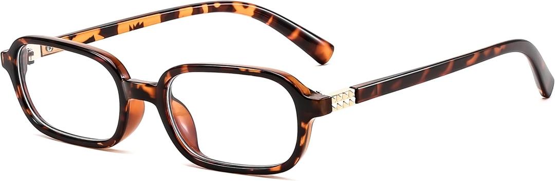 FEISEDY Fashion Rectangular Blue Light Glasses for Women Retro Small Frames Vintage Trendy 90s Square Eyeglasses B0255 (Tortoise)