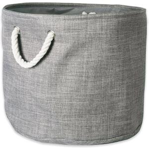 DII 5568 Collapsible Variegated Polyester Storage Bin, Small Round, Gray
