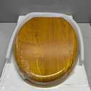 Angel Shield Wood Veneer Natural Toilet Seat with Quiet Close, Easy Clean, Quick-Release Hinges (Elongated, Oak)