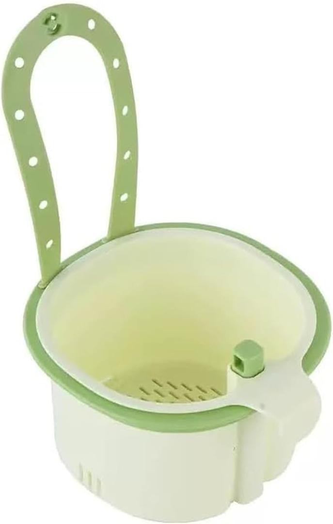 Hanging Sink Strainer Basket with Openable Bottom Cover, Kitchen Faucet Hanging Strainer, Press Automatic Dumping Basket (Green)