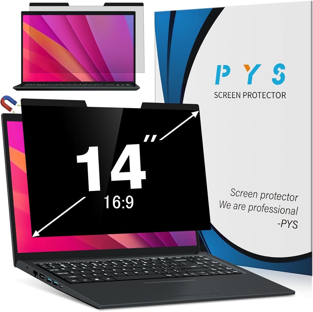 PYS Magnetic Laptop Privacy Screen 14 Inch (16:9 Aspect) - Anti-Glare Blue Light Filter, Removable Privacy Screen Protector Compatible with HP/Dell/Acer/Lenovo/Samsung/ASUS (12.2x6.9inch/ W x H) PYS Magnetic Laptop Privacy Screen 14 Inch (16:9 Aspect) - Anti-Glare Blue Light Filter, Removable Privacy Screen Protector Compatible with HP/Dell/Acer/Lenovo/Samsung/ASUS (12.2x6.9inch/ W x H)