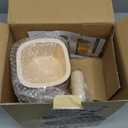 SUSTEAS Rotary Cheese Grater with Handle - Vegetable Shredder with 5 Well-designed Blades & Strong Suction Base,Round Mandoline Slicer & Food Chopper for Kitchen,with Blade Storage Box(Beige)