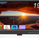 19 Inch Flat Screen TV Built in Digital ATSC Tuners, 1080p LED TV with HDMI VGA AV USB Port for Kitchen, Bedroom, RV, Caravan, Camping, Outdoor