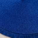 SHACOS Round Placemats Set of 6 Washable 15 inch Round Table Mats Cotton P lyester Woven Braided Place Mats for Dining Table (Blue, 6)