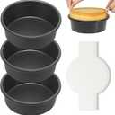 HONGBAKE 6 Inch Round Cake Pan Set for Baking with Healthy Parchment Paper, Nonstick Deeper Circle Cake Pans with Wider Grips, 3 Pieces Premium Layer Cake Tin, Cheesecake Mold, Huty Duty - Grey