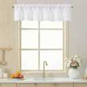 LIVEKID White Valance for Windows - Light Filtering Thick Textured Small Short Valance Kitchen Curtain, Dual Rod Pocket Top Short Window Curtain for Bathroom Basement, 1 Piece, 52Wx12L Inch