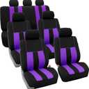 FH Group Three Row 7 Seater Striking Striped Full Set Car Seat Covers, Airbag Compatible & Split Ready Universal Fit for Cars Trucks & SUVs Purple